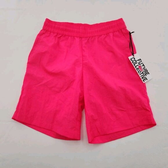 Future Collective Womens Shorts Nylon High-Rise Pink Size XS Retro Vibes - Picture 1 of 7